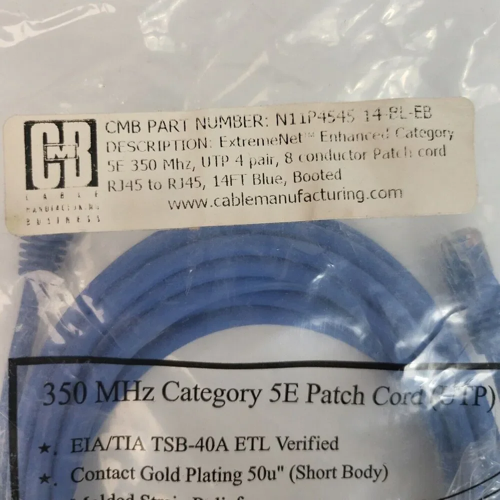 Cat 6 Molded Patch Cord 14FT Blue ethernet cable